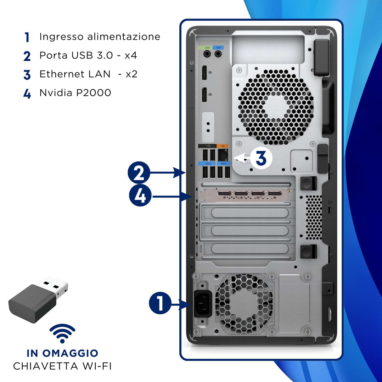 PC Computer Desktop Fisso HP Z2 G5 i7-10700 Ram 16GB SSD 512GB P2000 5Gb Win 11 Pro Libre ricondizionato