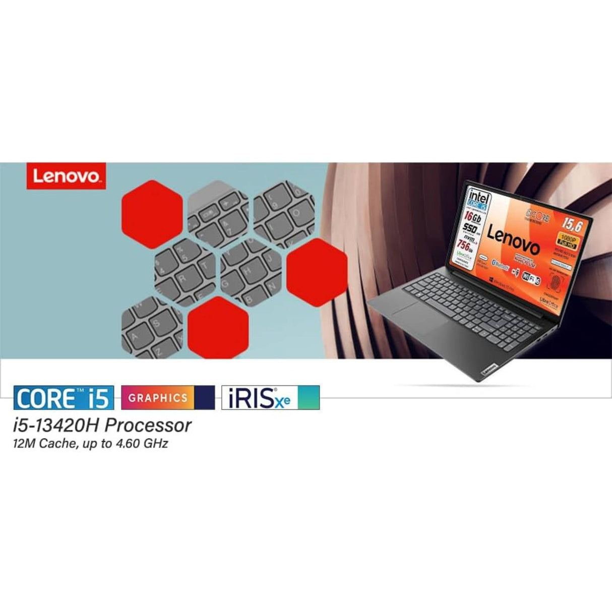 Notebook Pc Portatile  Lenovo i5-13420H 15,6" Ram 16Gb SSD 256Gb HDD 500Gb  Win 11 Pro