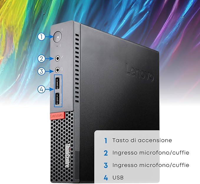 Pc Computer Desktop Fisso Lenovo M920Q Tiny i5-8500T Ram 8GB SSD 256GB Win 11 Pro