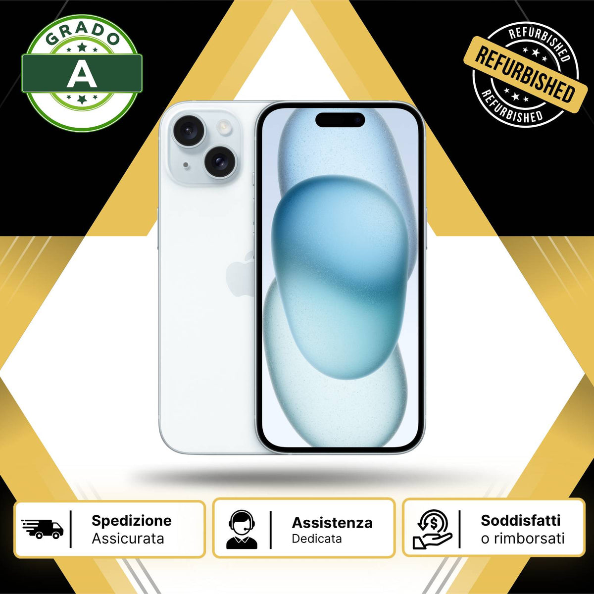 Apple iPhone 15 128Gb Azzurro Ricondizionato - Ottimo