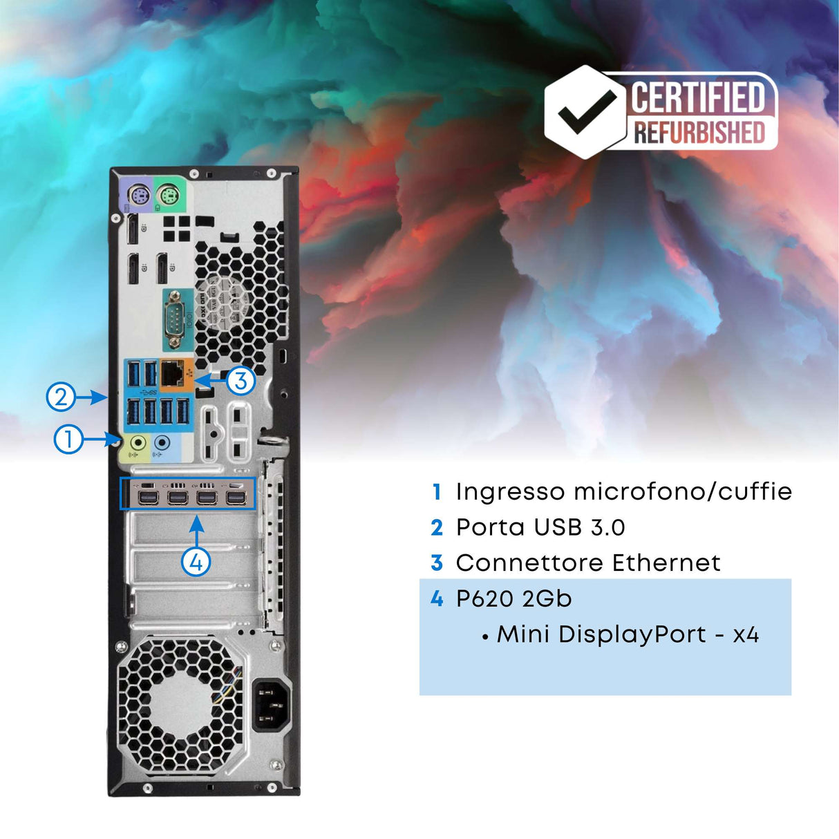 PC Computer Desktop Fisso HP Z240 i7-6700 Ram 16GB SSD 256GB P620 2Gb Win 11 Pro Libre ricondizionato