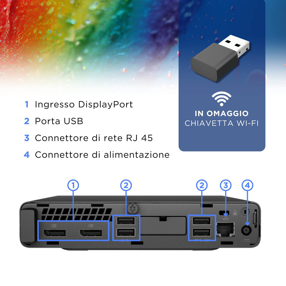 4WF - HP Prodesk 400 G4 MINI I5-8500T Ram 16GB SSD 512GB Win 11 Libre